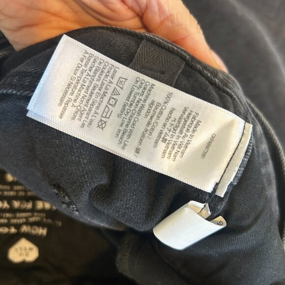 MADEWELL Black Denim Skirt with Long Slit Down the Front Raw Hem Size 25 - Picture 5 of 5